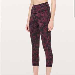 NEW LULULEMON SPEED UP CROPS MAROON/BLACK RUNNING TIGHTS LEGGINGS